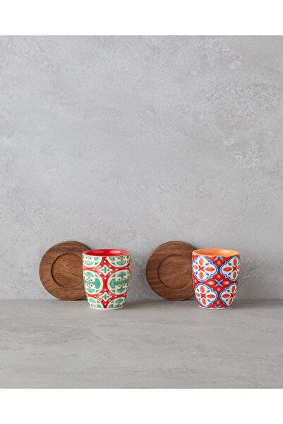 English Home طقم فناجين سيراميك ملون من 8 قطع لـ 4 أشخاص سعة 70 مل