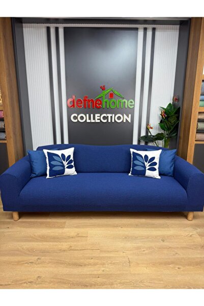 defnehome collection Jakarlı Düz Desen 3-3-1-1 Lastikli Kanepe Örtüsü | Lasti...
