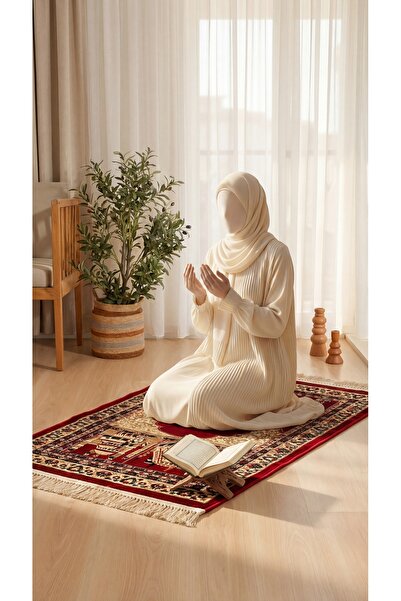 Segadty سجادة صلاة التصميم القديم حمراء 8 مم سميكة مع جلال صلاة مريحة وعالية ...