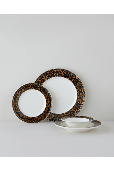 English Home Leopardo Bone Porselen Yemek Takımı 24 Parça 6 Kişilik Kahverengi