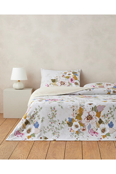 English Home Bloomora Dijital Baskılı Kolay Ütülenir Tek Kişilik Çarşaflı Nev...