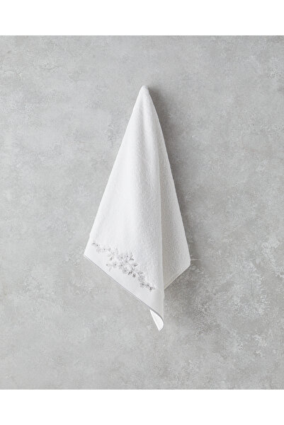 English Home Lisa Pamuklu Nakışlı Yüz Havlusu 50x90 cm Beyaz