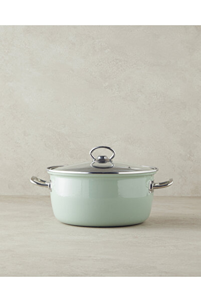 English Home وعاء طهي مطلي بالمينا من سارتاجي، 22 سم، لون النعناع الفاتح