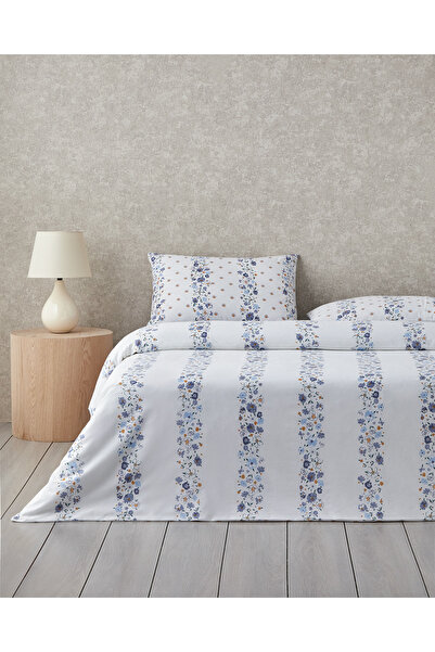 English Home Floret Line Pamuk Tek Kişilik Nevresim Takımı 160x220 cm Mavi
