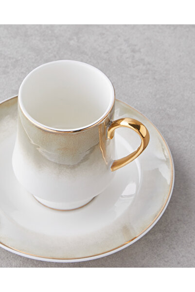 English Home Royals New Bone China 4 Parça 2 Kişilik Kahve Fincan Takımı 90 ml Vizon