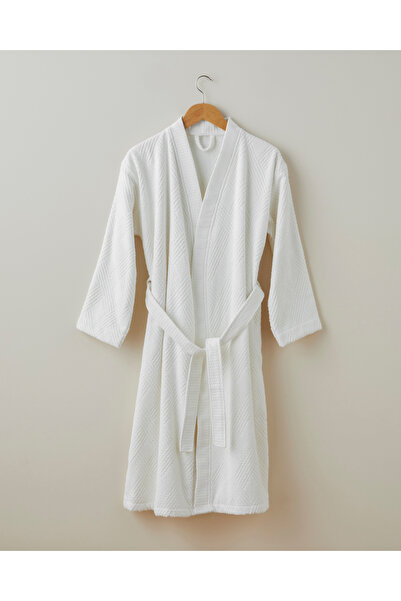 English Home Chic Diamond Pamuk Bornoz S-M Fildişi