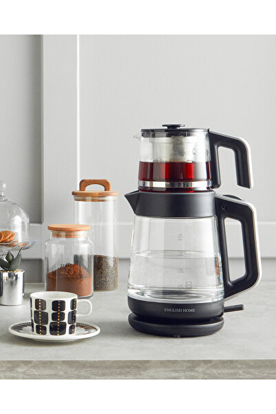 English Home CMK 6001 Cam Çay Makinesi ve Kettle Siyah-Krom