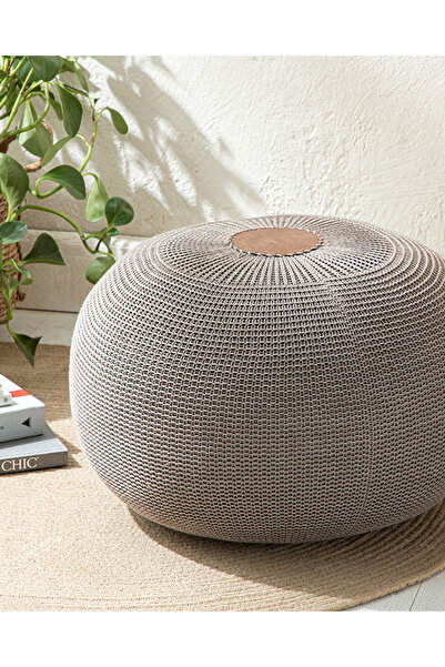 English Home Knit Splay Örgü Puf Kahverengi