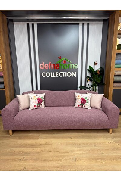 defnehome collection Jakarlı Düz Desen 3-3-1-1 Lastikli Kanepe Örtüsü | Lasti...
