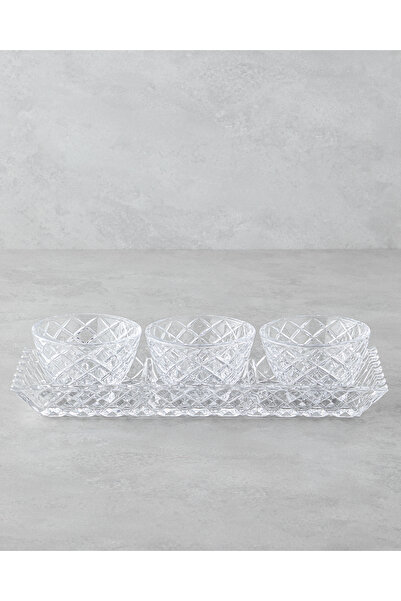 English Home Crux Cam Sunumluk 39,5x15x4+12,5x3,5x8 Cm Şeffaf