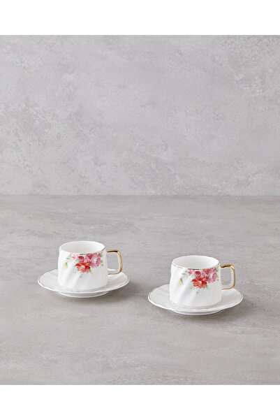 English Home Set de cești de cafea Misty Blossom New Bone China, 4 piese, pen...