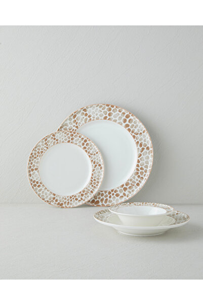 English Home Tierra Bone Porselen Yemek Takımı 24 Parça 6 Kişilik Kahverengi