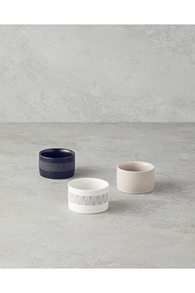 English Home Bona Stoneware 3'lü Çerezlik 6,5 cm Siyah-Beyaz-Bej