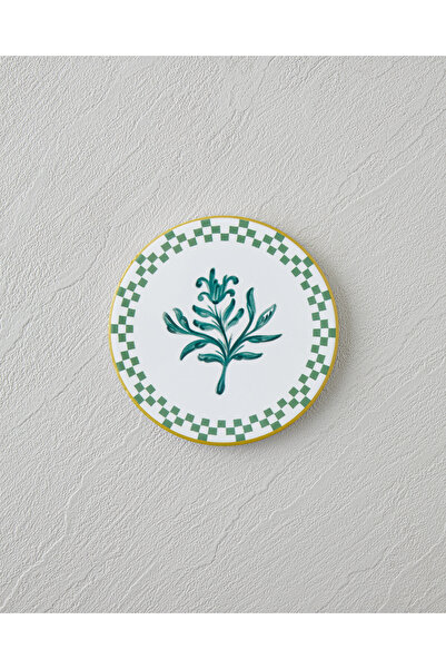 English Home Serina Seramik Bardak Altlığı 10.8x0.8 cm Beyaz - Yeşil