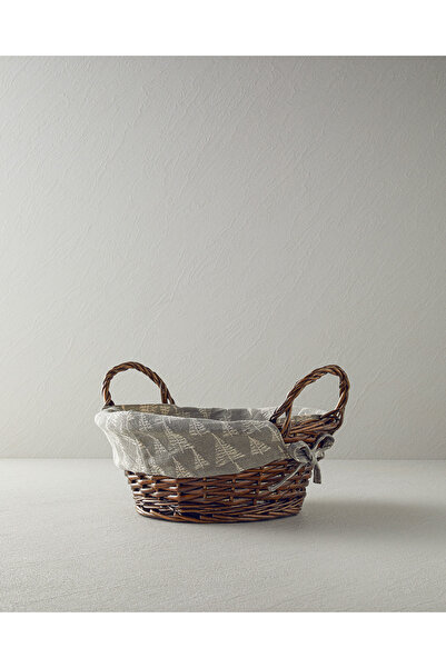 English Home سلة خبز خطية من الخوص باللون الرمادي