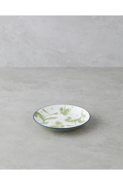 English Home Farfurie pentru tort din porțelan Plantopia 15 cm Alb - Bleumarin