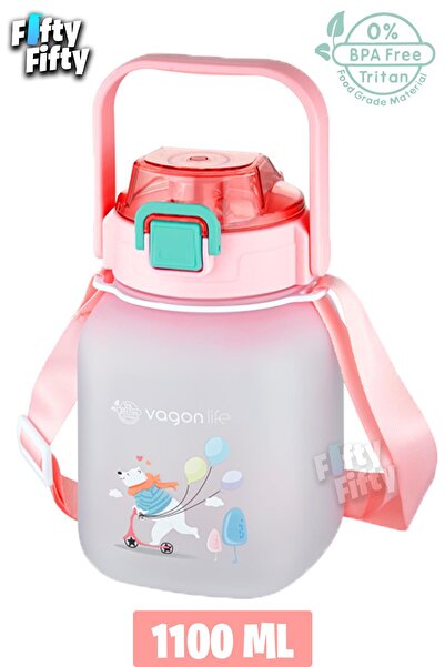 Vagonlife Tritan 1100 Ml Children's Water Bottle with Strap-With/Without Stra...