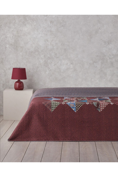 English Home Diamond Clam King Size Çok Amaçlı Örtü 240x220 cm Bordo