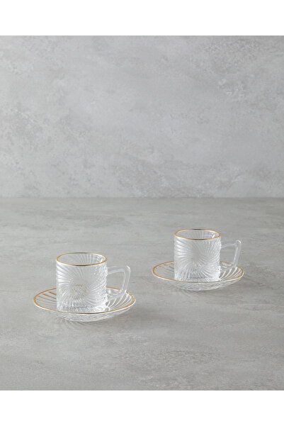 English Home Goldie Cam 4 Parça 2 Kişilik Kahve Fincan Takımı 70 ml Gold