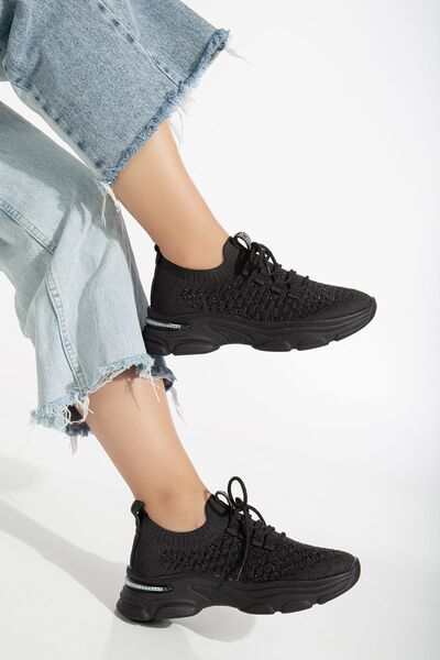 brawerlife Chicshine Women's Black Stone Knitwear Sports Shoes Sneaker