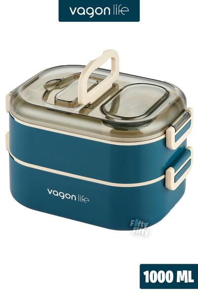 Vagonlife 1000 ML İki Kat Üç Bölme Paslanmaz Çelik Bento Lunch Box Yeni Nesil...