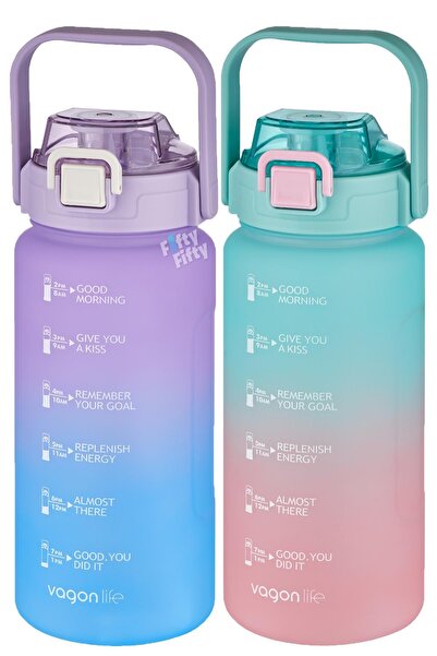 Vagonlife مجموعة زجاجات مياه اقتصادية مكونة من قطعتين - حجم كبير 1500 مل، 4 خ...