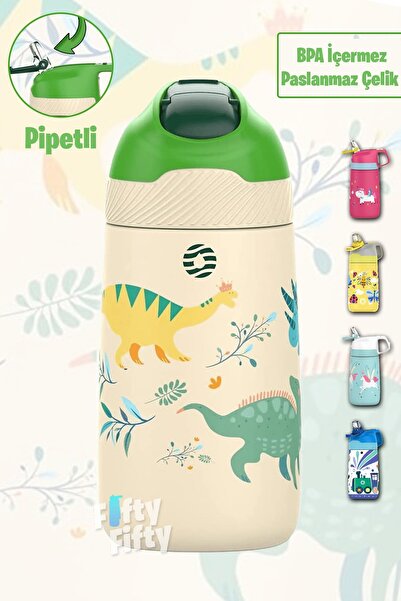 Vagonlife Çocuk 350 ML Pipetli Çelik Matara Paslanmaz Çelik Termos 5 Farklı R...