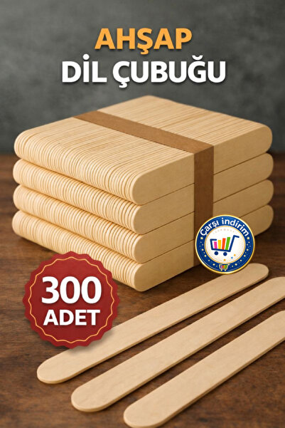 nistabolje 300 Adet Abeslang Geniş Dil Çubuğu Ahşap Büyük Dondurma Dil Basma ...