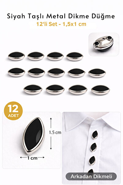 Josellini Mekik Model Studded Button Set of 12 – 1.5X1 cm – Decorative Metal ...