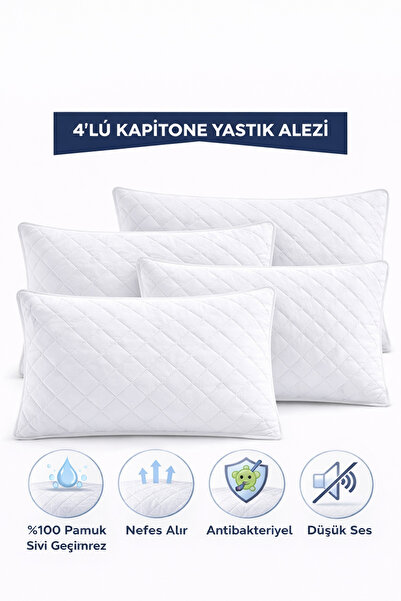 TEXTİLEGARDEN 100% Cotton Quilted 4-Piece Pillow Protective Cover (50*70 cm)