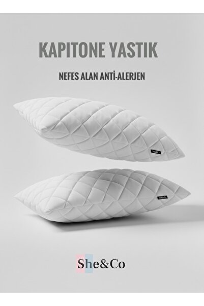 She&Co 2 ADET KAPİTONELİ ORTOPEDİK NANO JEL YASTIK- 40x60 CM