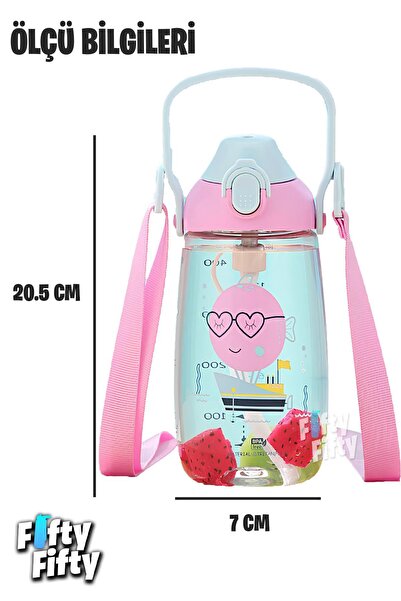 Uzspace Pipetli 680 Ml Boyun Askılı Tritan Çocuk Su Matarası -Kutulu- FFUZ2202680