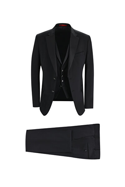 Kiğılı 7 Drop Slim Fit Dar Kesim Mono Yaka Yelekli Smokin & Damatlık
