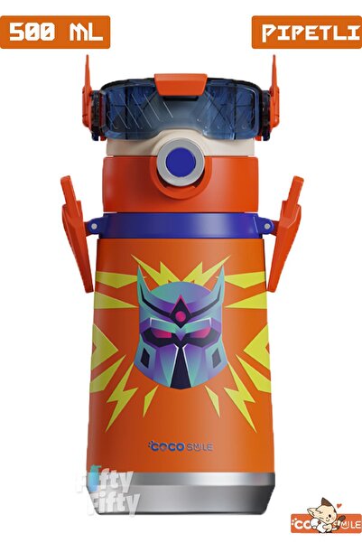 Vagonlife CocoSmile ترمس فولاذي خاص سعة 500 مل مع شفاطة - مع حزام للرقبة - 4 ...