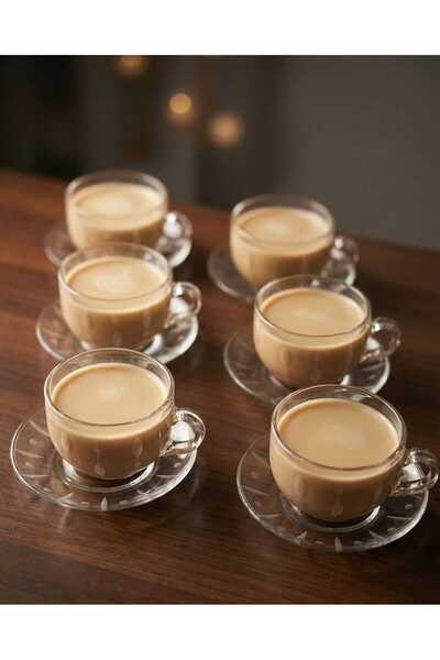 AR اكواب طقم 12 قطعه بنقشة حفر على القزاز