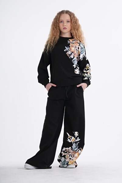 HayKids Set de îmbrăcăminte pentru fete, supradimensionat, cu decolteu rotund...