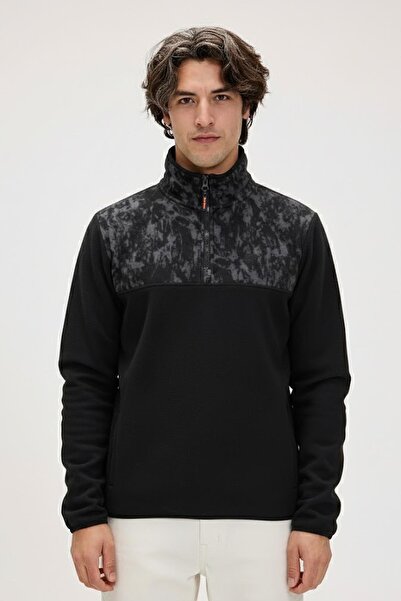 Bad Bear Men's Black Too Much Half Zip Sweatshirt 25.02.12.031-C01