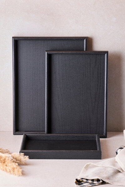 Perotti Toronto Black 3-Piece Wooden Tray 30*35*40 cm