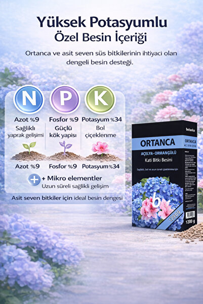 Botanika Es Bahce - 5340 Ortanca Için Granül Katı Gübre Besin 1200 Gr.