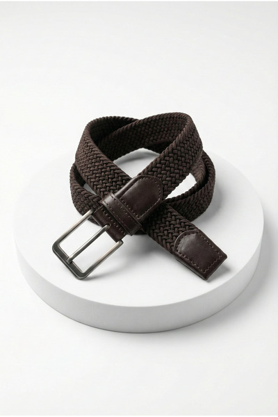 ablukaonline Curea elastică pentru bărbați din tricot maro închis