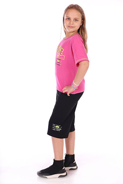 Toontoy Κοριτσίστικο Σετ 2 τεμαχίων: Μπλουζάκι με στάμπα και σορτς κάπρι με ε...