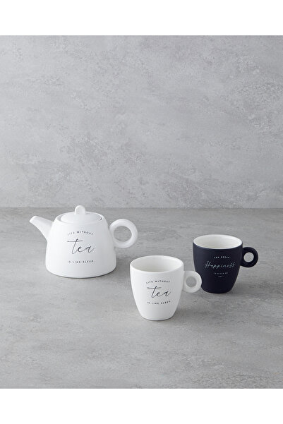 English Home طقم إبريق شاي من البورسلين الجديد من تي تايم 600 مل أبيض