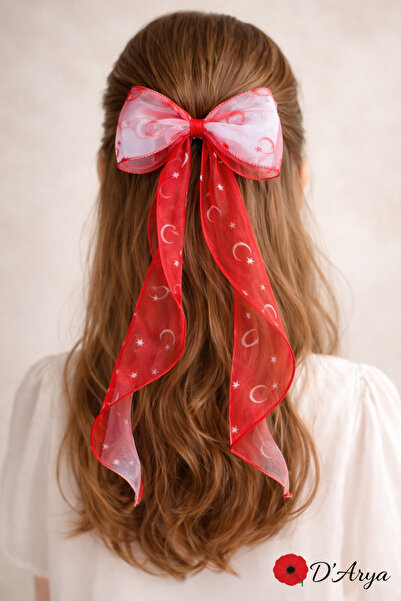 Darya مشبك DD143 بعلم تركيا أحمر وأبيض مع إضاءة دوارة من التول