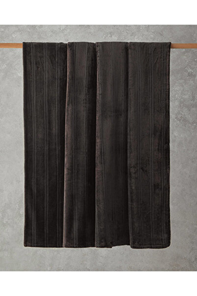 English Home بطانية فردية ناعمة للغاية مخططة ولامعة مقاس 150x200 سم لون أنثرا...