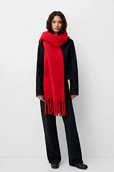 Behills Eșarfă pentru femei cu textura moale și umflată, șal pentru umăr, roșu