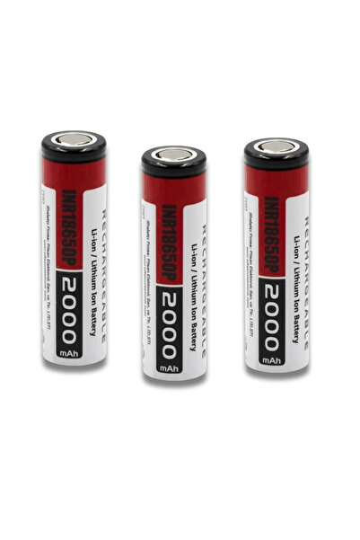 Orion 3 Adet 18650 Lityum İyon Pil 3.7V 2000mAh 15C Deşarj |