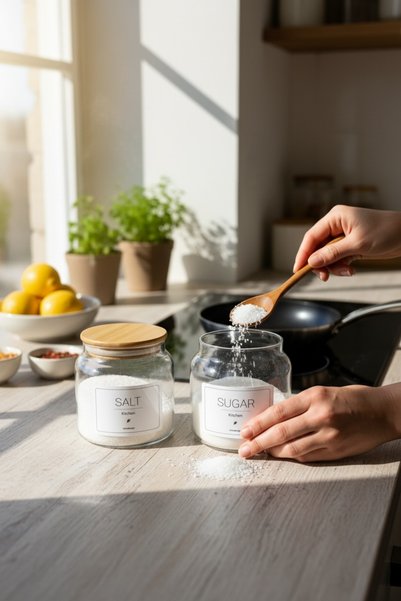 zezedesing Bamboo Lid Glass Salt - Sugar Jar 500ml (salt-sugar)