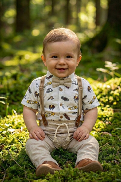 Cattac Kids CattacKids | Erkek Bebek Kaykay Desenli Gömlek ve Gri Pantolon Ta...