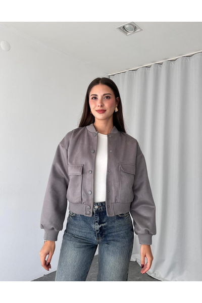 ossons Geniş Cepli Çıtçıt Düğmeli Bomber Ceket