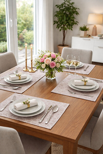 Rona Home طقم سيرفيس أمريكي بنمط هندسي من جول كورسو - مقاس 30x40 سم، طقم سوبل...